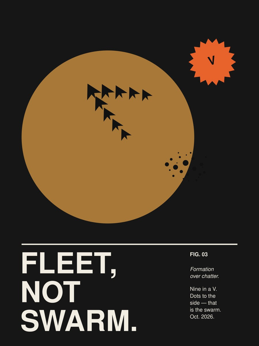 FLEET, NOT SWARM. print design, dark