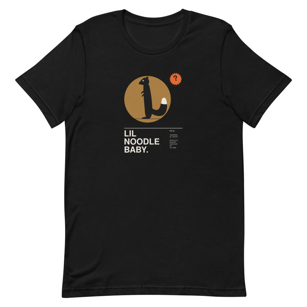 LIL NOODLE BABY black tee, flat front
