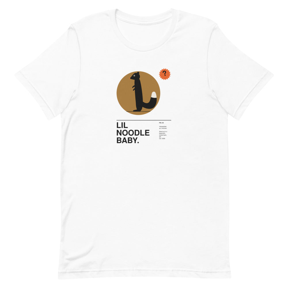 LIL NOODLE BABY white tee, flat front